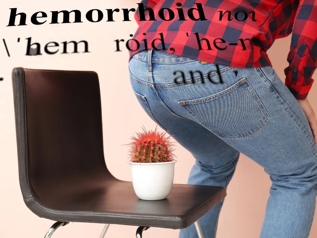 Man going to seat on a chair with cactus on it, showing an issue with hemorrhoids